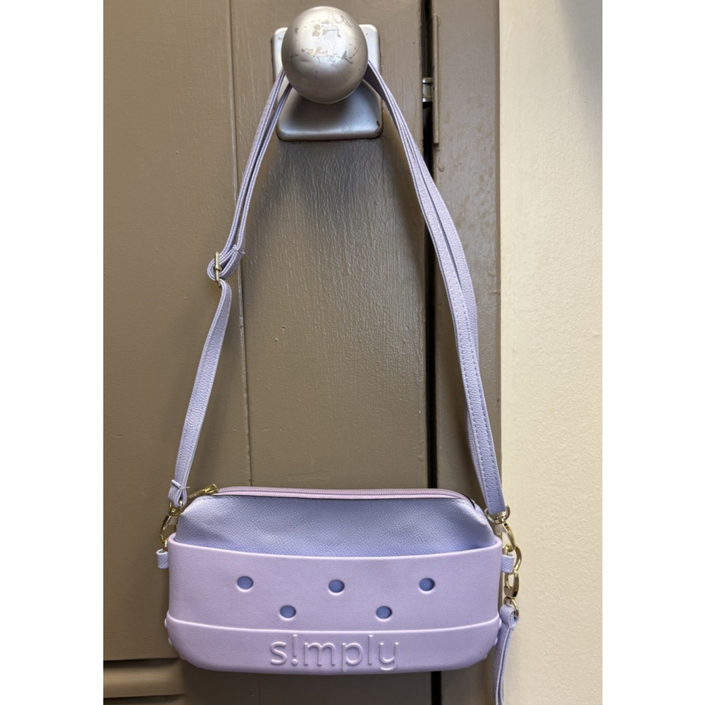Simply Southern Flamingo Lilac Logo Rubber Crossbody Wristlet Bag Purse - Picture 1 of 12